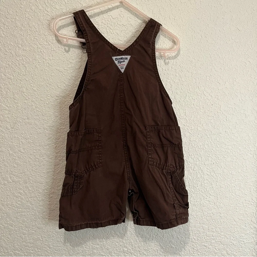 OshKosh B'Gosh Vestbak Short Overall Shortalls Brown Animal Toddler Size 18M